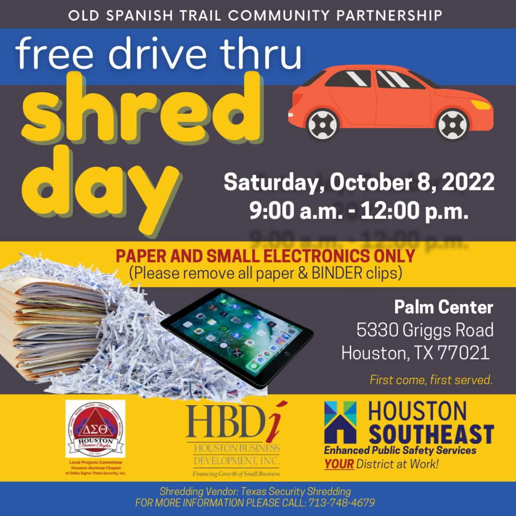 Free Drive Thru Shred Day, Oct. 8 Houston Southeast